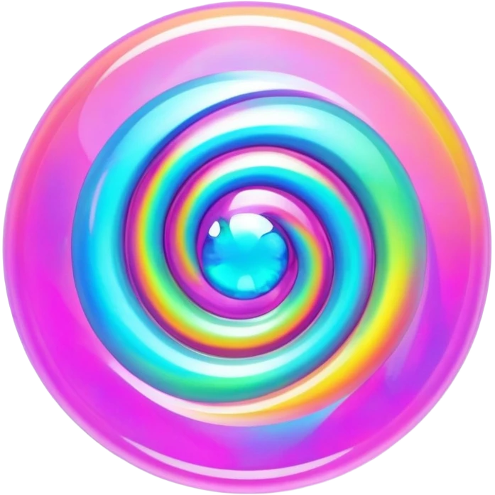 round cut gemstone with neon holographic color swirls inside emoji