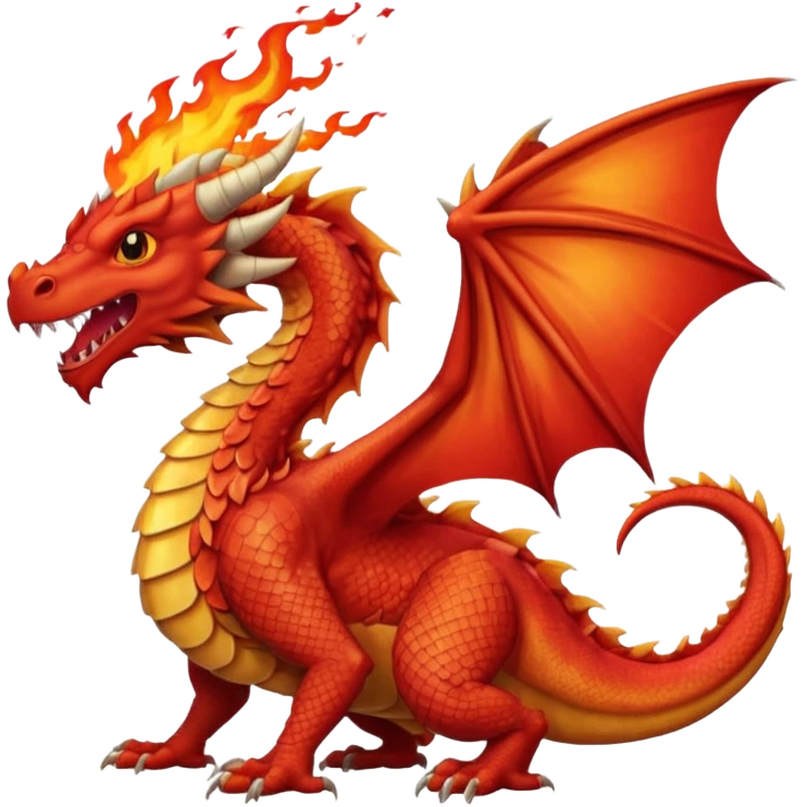 a red wales dragon with breathing fire emoji