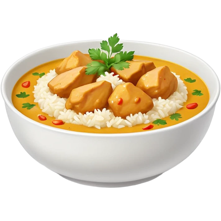 chicken curry in a bowl with rice emoji