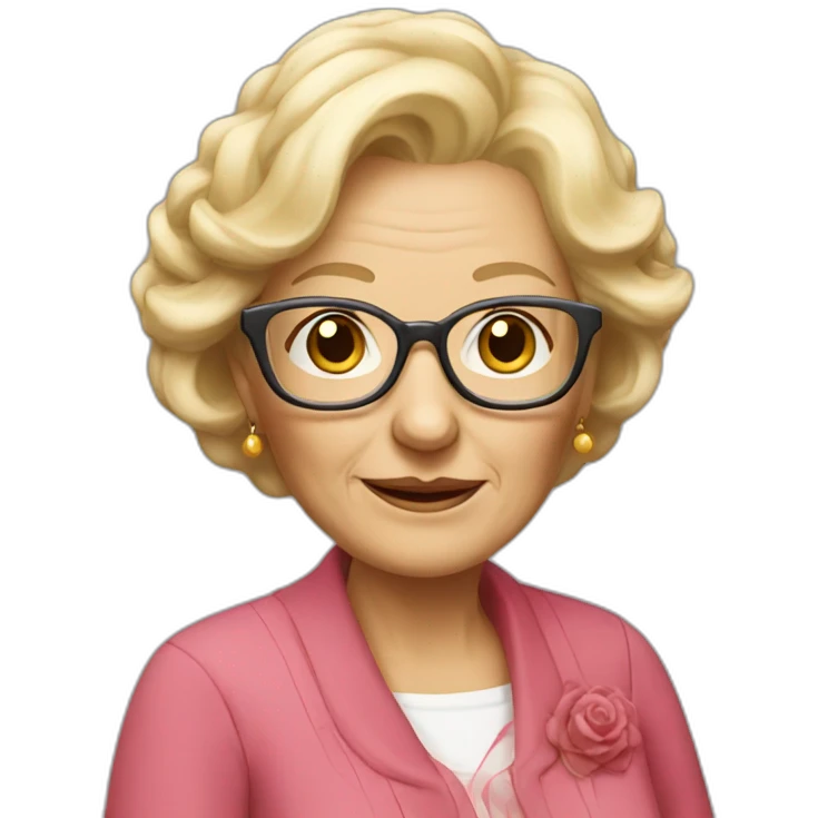 Grandmother blond old with glasses earrings and rose clothes emoji