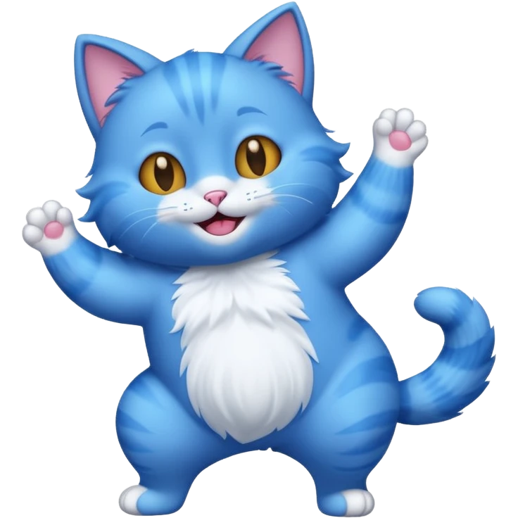 a  cute dancing blue cat emoji