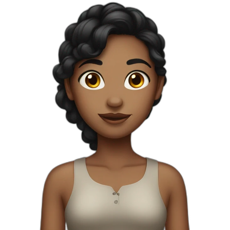 freckless black haired girl emoji
