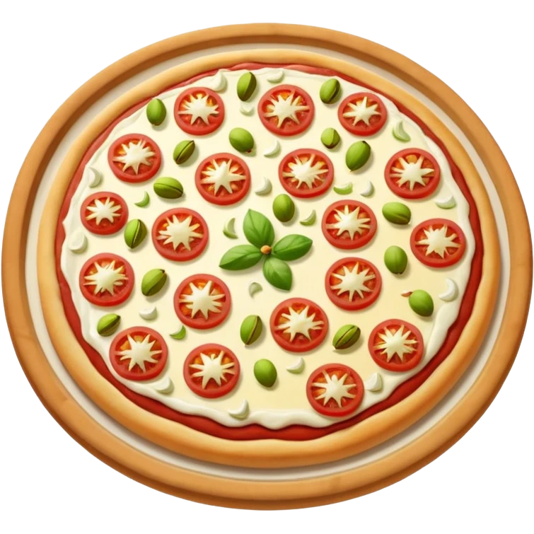 a lot of pistachio and white cream(main), under the cream there is jambon beurre like flower, pizza emoji