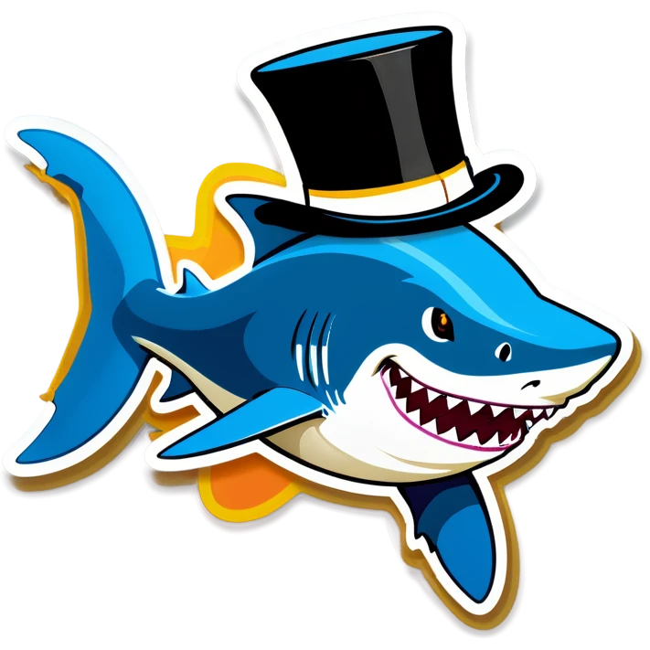 Shark with a top hat emoji