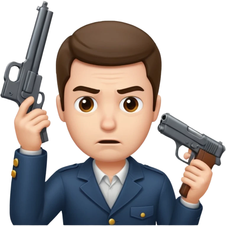 Guy putting gun to head and making annoyed face  emoji