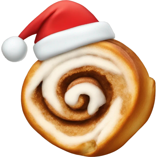 Cinnamon Roll with a christmas hat on emoji