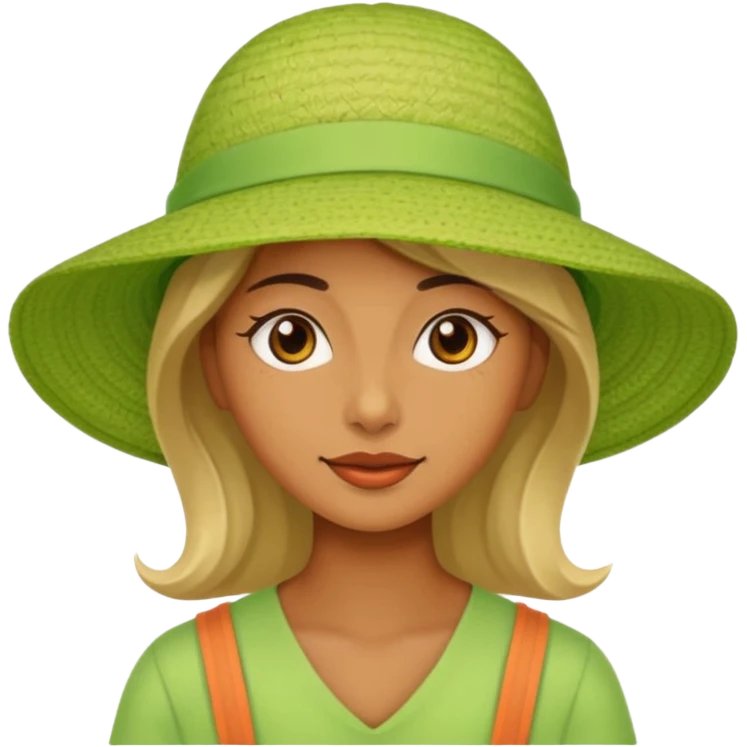 woman with apple green sun hat emoji