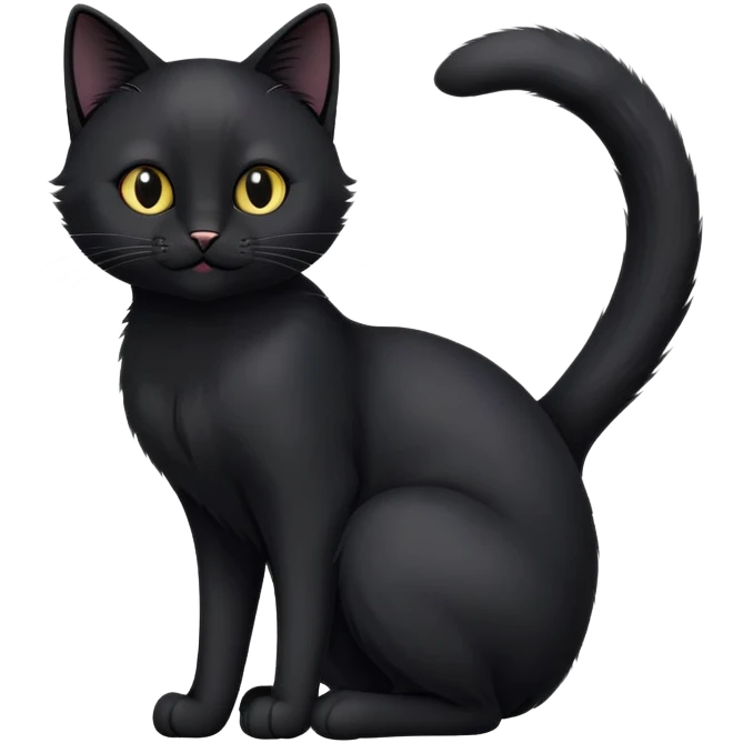 cinematic-[black cat]-realistic-full-body-sitting-emoji,-tail-curled-playfully-around-its-paws,-head-tilted-dramatically,-sleek-[black]-fur,-simplified-yet-hilariously-adorable-features,-highly-detailed,-glowing-with-an-almost-sarcastic-glow emoji