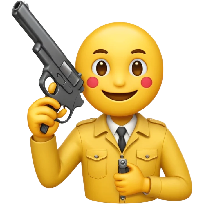 classic yellow emoji holding a gun in hand emoji