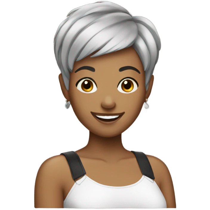 woman pixie cut smiling black hair emoji