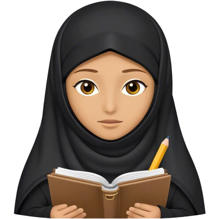 muslim niqabi writing in notebook emoji