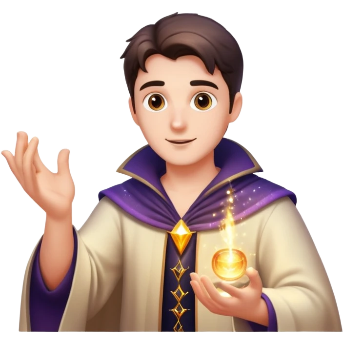 man casting a magic spell with sparkles and magic effects emoji