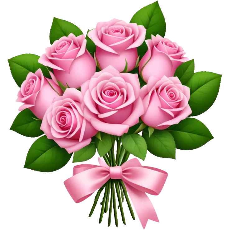 Bouquet of pink roses decorated with a bow emoji