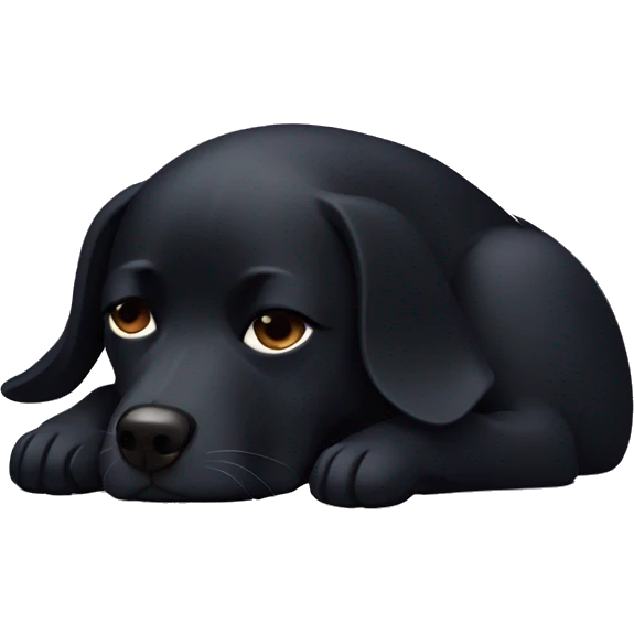 Black dog with pointy ears sleeping emoji