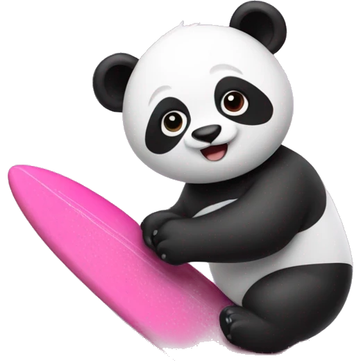 Panda wearing a tutu surfing on a pink surfboard  emoji