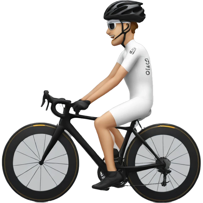 Roadcycling black bike, white cyclist wearing black clothes emoji