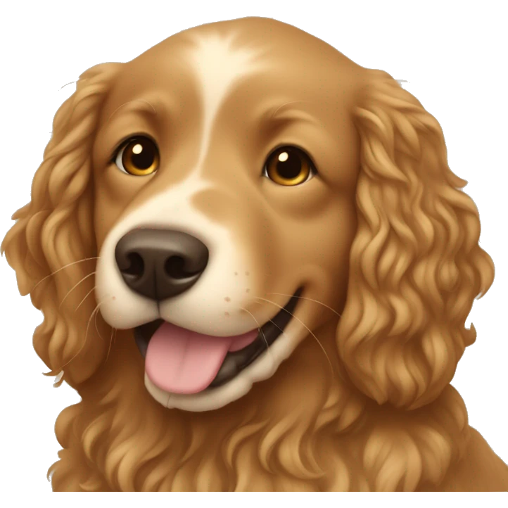 Tan skinned girl with  long brown curly hair with a golden retriever puppy emoji