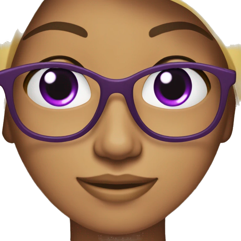 rapariga, cabelo liso, óculos roxo emoji
