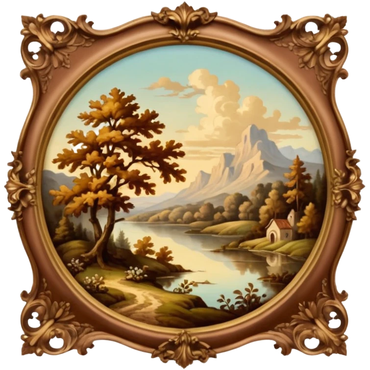 Vintage brown rococo painting art nature  emoji