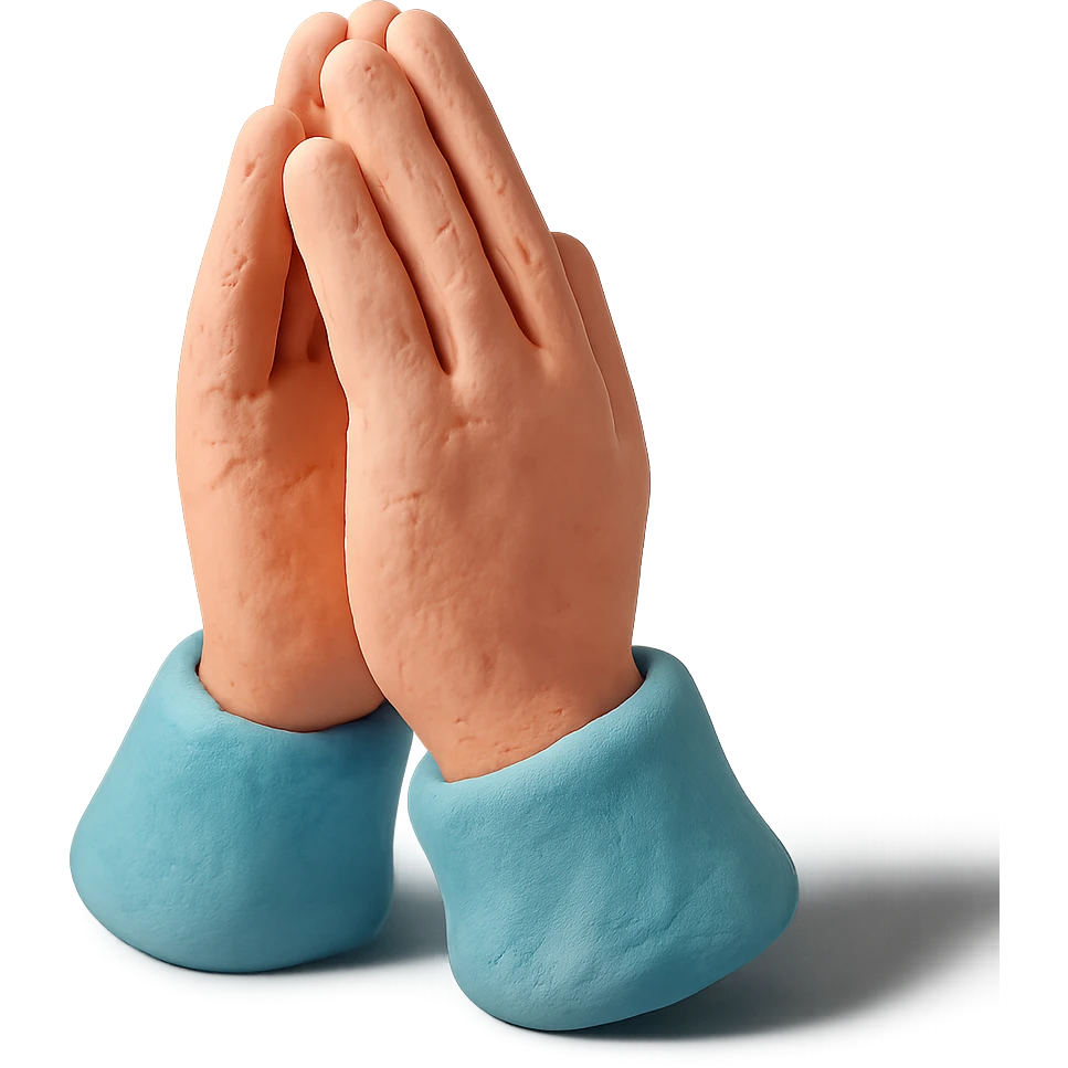 praying hands in pastel colors, claymation style emoji