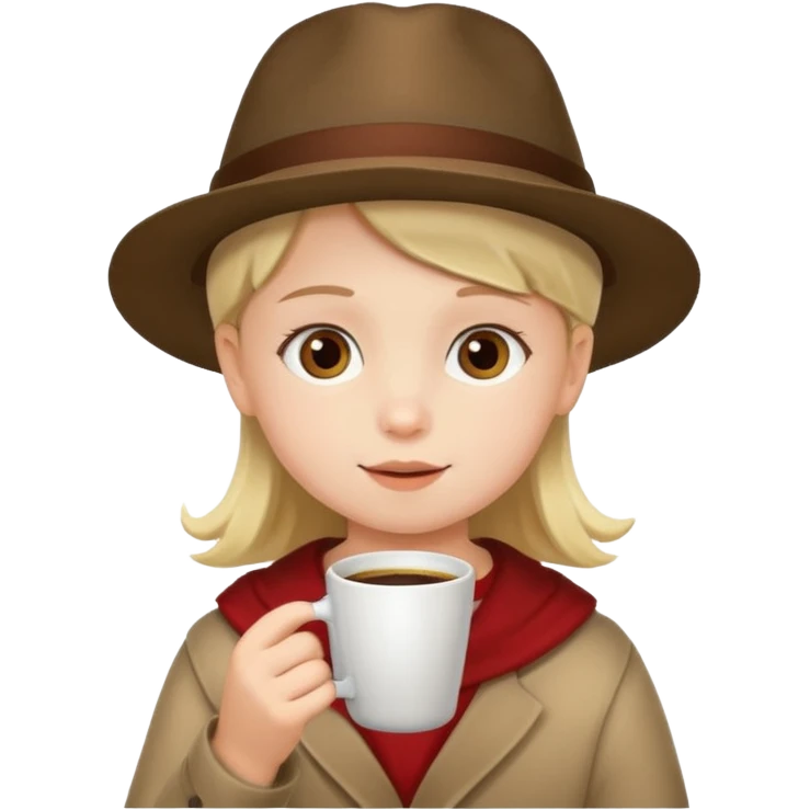 child drinking coffee with hat emoji