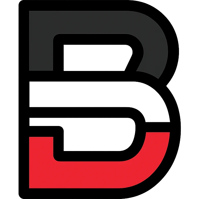 letter B inspired by BeatStars logo, modern icon style, black white and red colors, digital and professional look emoji