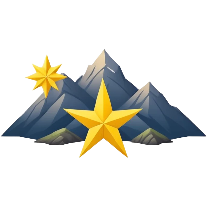 A yellow eight-pointed star with wide points and a simple mountain silhouette in the center of the star emoji