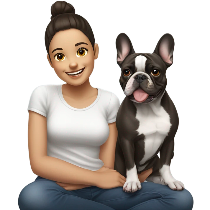 Girl with French bulldog emoji