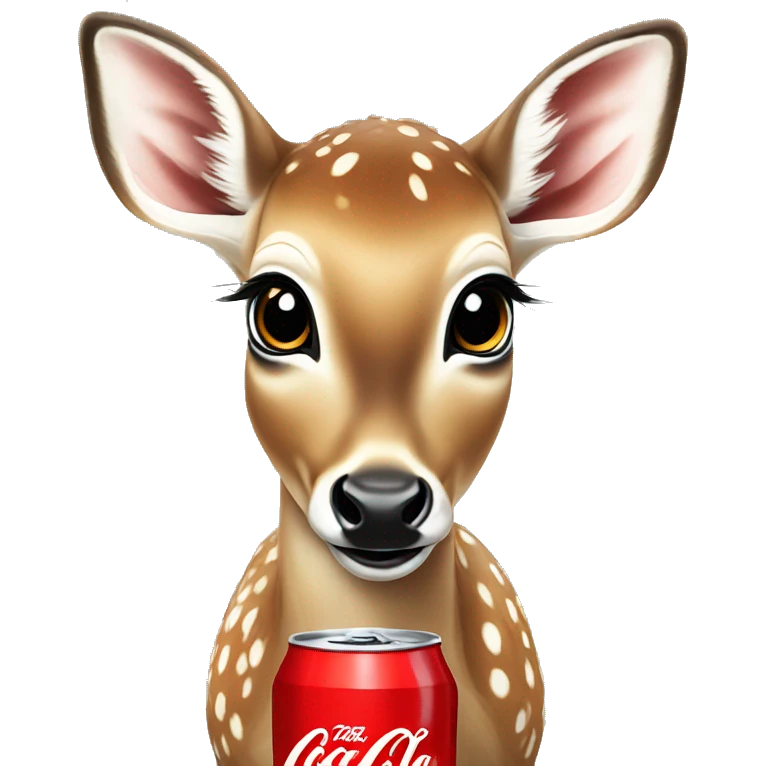 baby deer sipping on Coca Cola No Sugar emoji