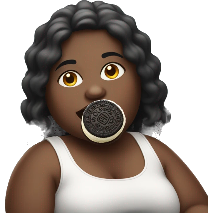 Fat girl sitting eating oreo emoji
