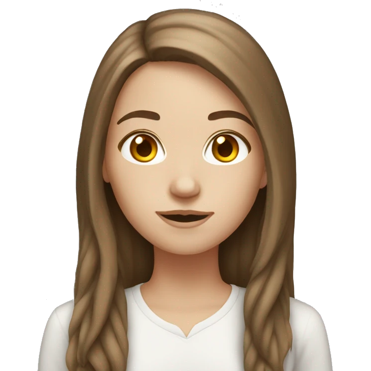 white girl, long brown hair, using pc emoji