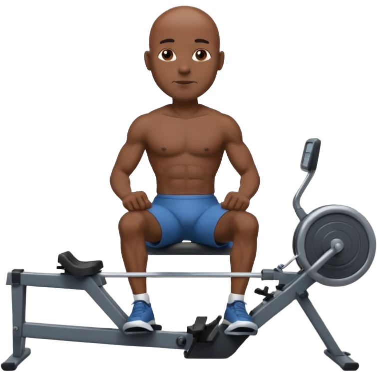 bald african american male on rowing machine emoji