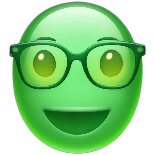Green glowing vintage glass art emoji