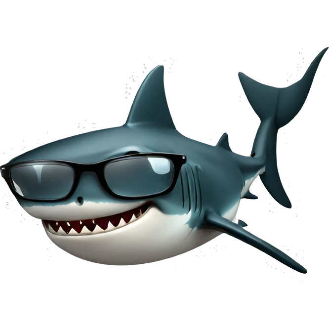 shark with glasses black emoji