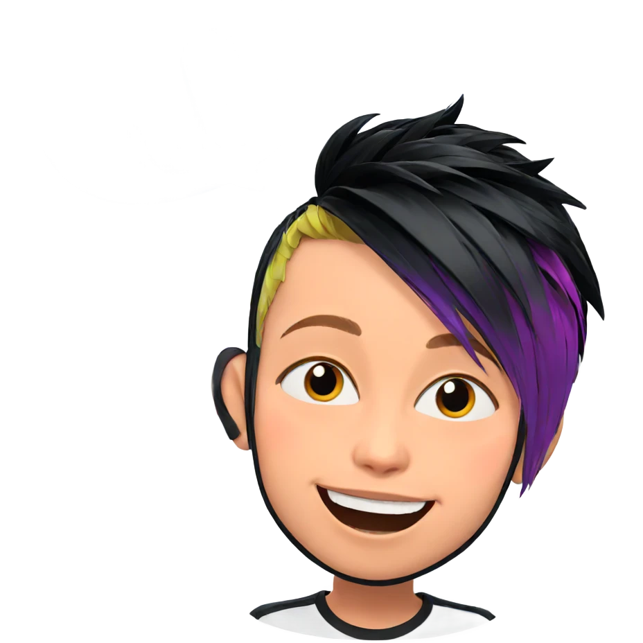smiling boy with multicolored hair emoji
