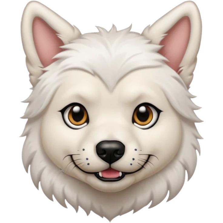 tattooed dog with heavy face tattoes, white dog and piercings emoji