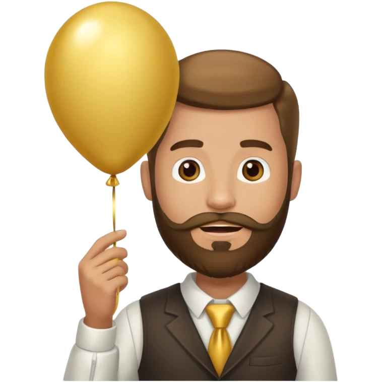 Bearded man hold gold balloon emoji