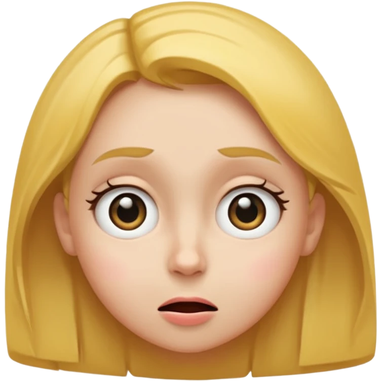 Face looking to the side with wide eyes and low mouth with raised eyebrows (the viral face for this is a bad idea, but we’re totally gonna do it together anyway) make it a girl and make them tilting their head to the side, looking at me with side eyes and mouth closed making a smiling frown face emoji