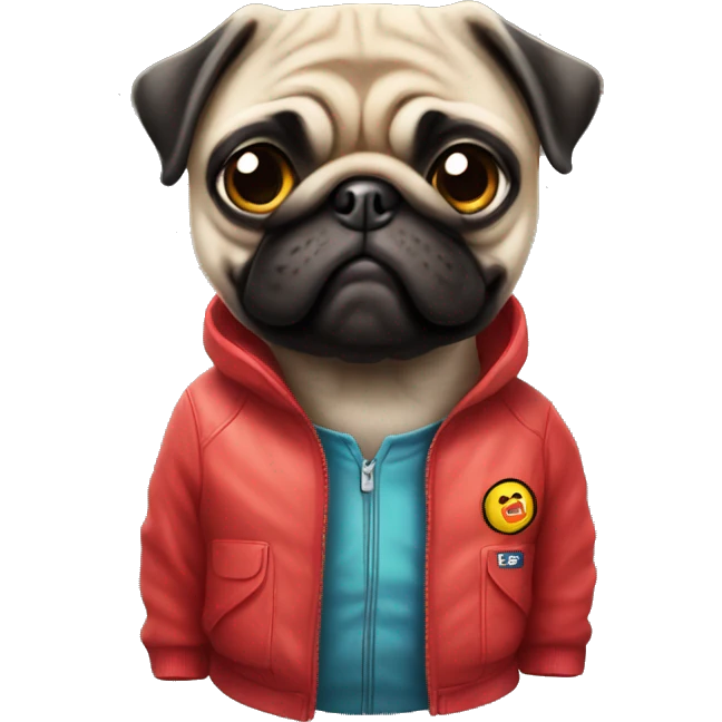Pug wearing a Oxxo jacket emoji