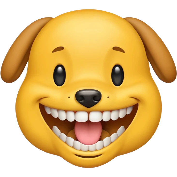 Yellow smile emoji with dog teeth  emoji