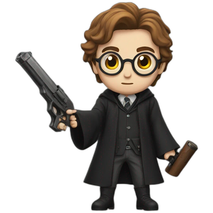Harry Potter with a gun emoji