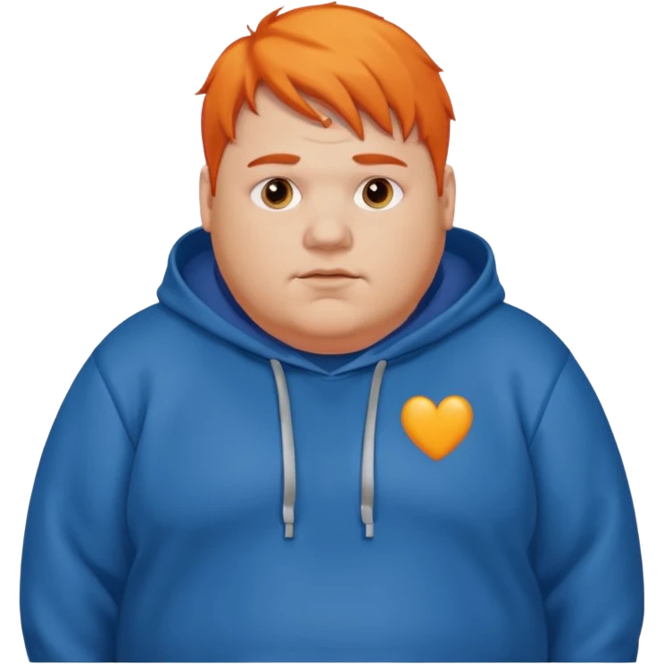 Fat guy with a blue hoodie with orange hair  emoji
