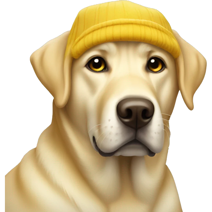 Yellow lab wearing winter hat emoji