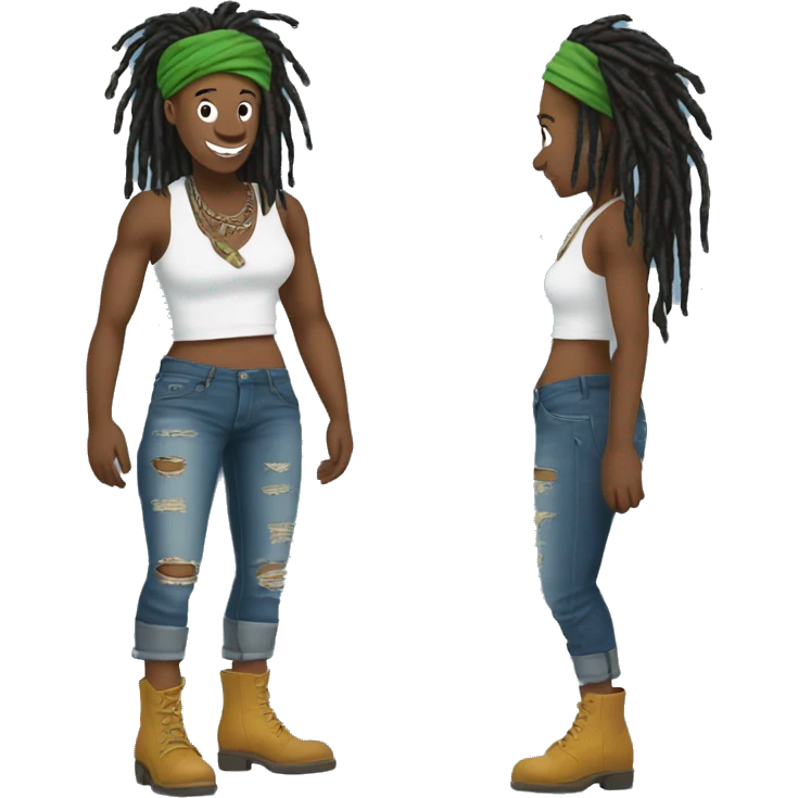 hog with dreadlocs, a green bandana, in ripped blue skinny jeans emoji
