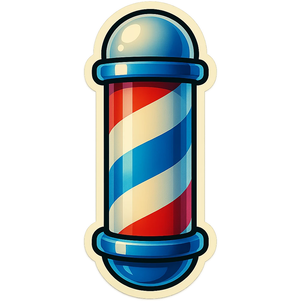 a barbershop pole in a retro sticker style emoji