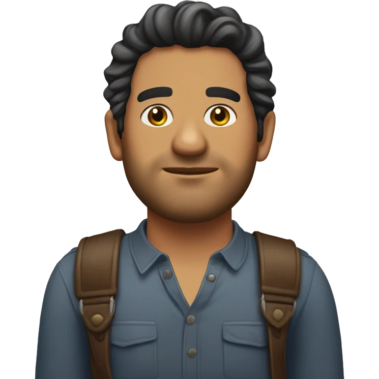 hombre moreno de poco pelo, gordito , aspecto colombiano, sin barba emoji