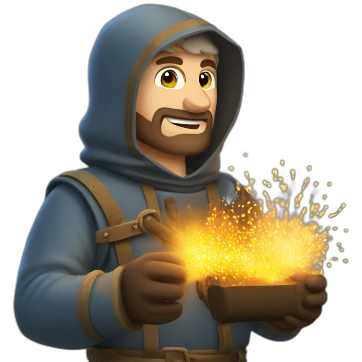 medieval Pyrotechnician seeing some fireworks go off in front of him emoji