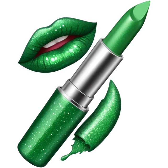 green lipstick with glitter emoji