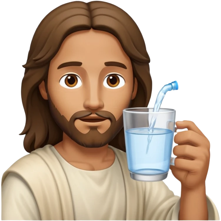 Jesus drinking water from a cup emoji
