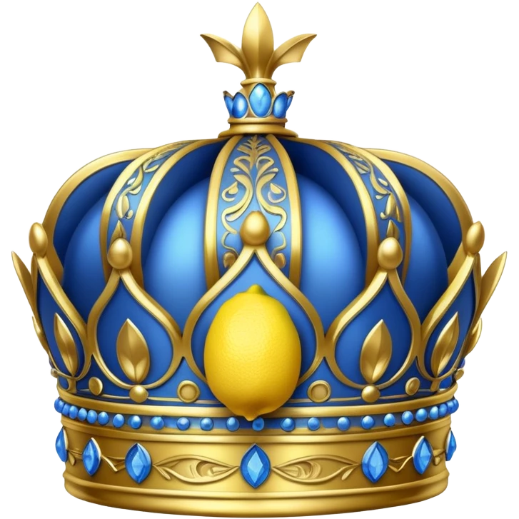 blue crown with lemon emoji